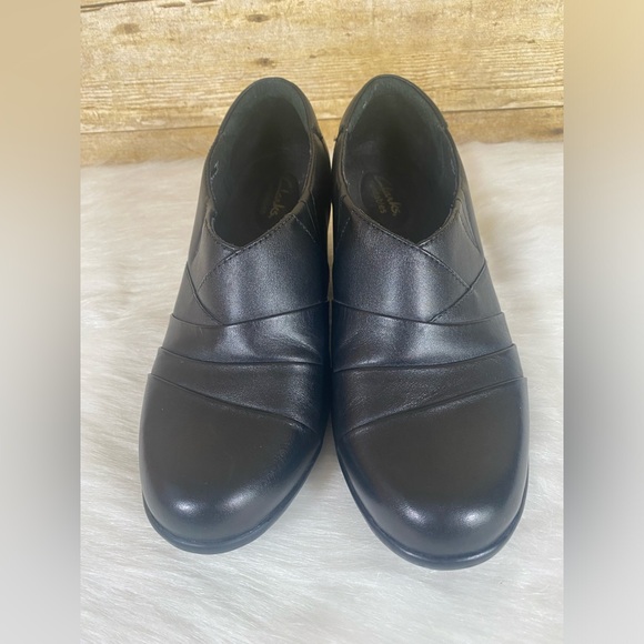 Clarks Rosalyn Adele 8.5 W Shoe Black Leather Slip On Loafer - Picture 3 of 12